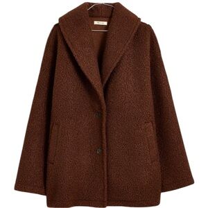 MADEWELL Pebbled Faux Shearling Button Down Teddy Coat in Rich Brown Neutral